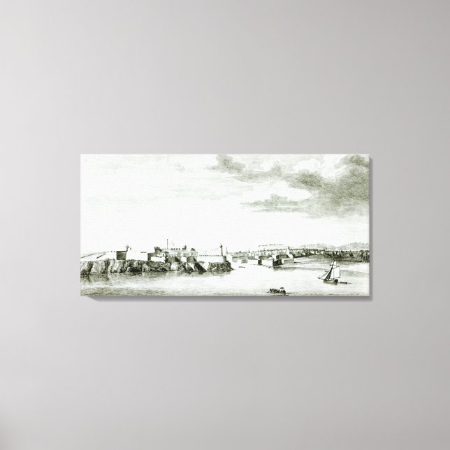 Toile Un aperçu du château de Moro et de la ville de (Recto)