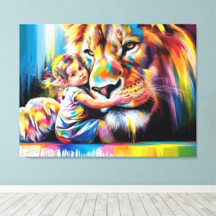 Toile Un Art numérique de Lion brillant et coloré