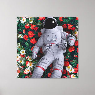 Toile Un astronaute dans les fleurs