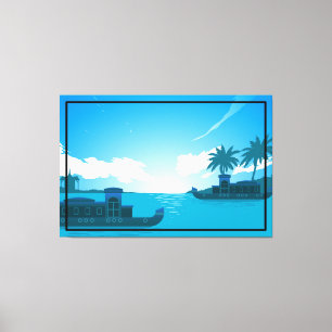 Toile Un bateau en mer