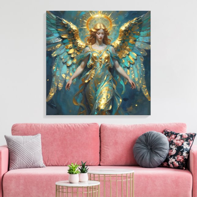 Toile Un bel ange en or et turquoise  (Insitu(Salon))