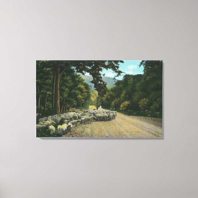 Toile Un berger menant des moutons sur une route du Main (Recto)