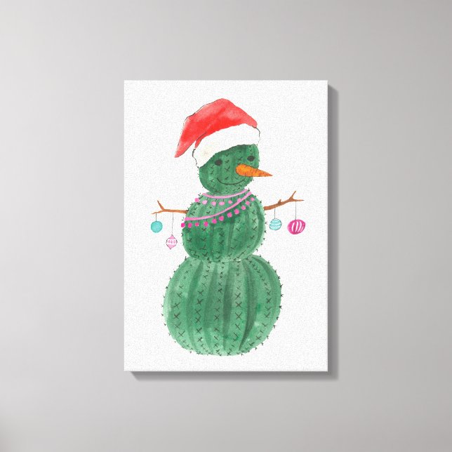 Toile Un bonhomme de neige de Noël très cactus (Recto)