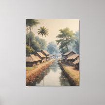 un canal aquatique avec maisons et arbres