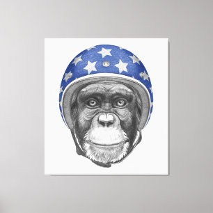 Toile Un cavalier de moto de chimpanzé