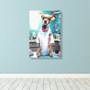 Toile Un chien mignon qui travaille comme médecin