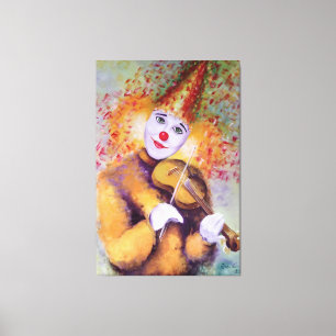 Toile Un clown doux jouant du violon