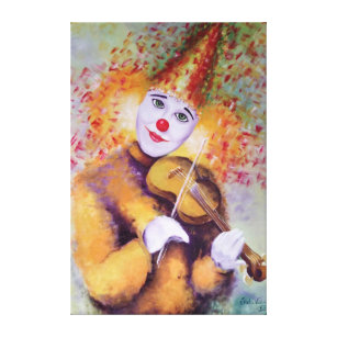 Toile Un clown doux jouant du violon