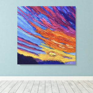 Toile Un coucher de soleil radieux en rouges violets ora