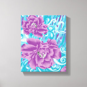 Toile Un design textile dynamique avec violet et turq