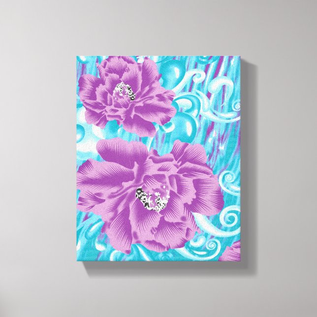 Toile Un design textile dynamique avec violet et turq (Recto)