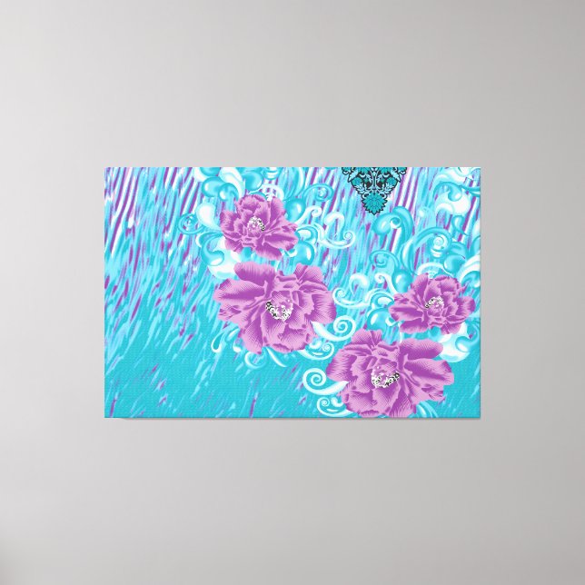 Toile Un design textile dynamique avec violet et turq (Recto)