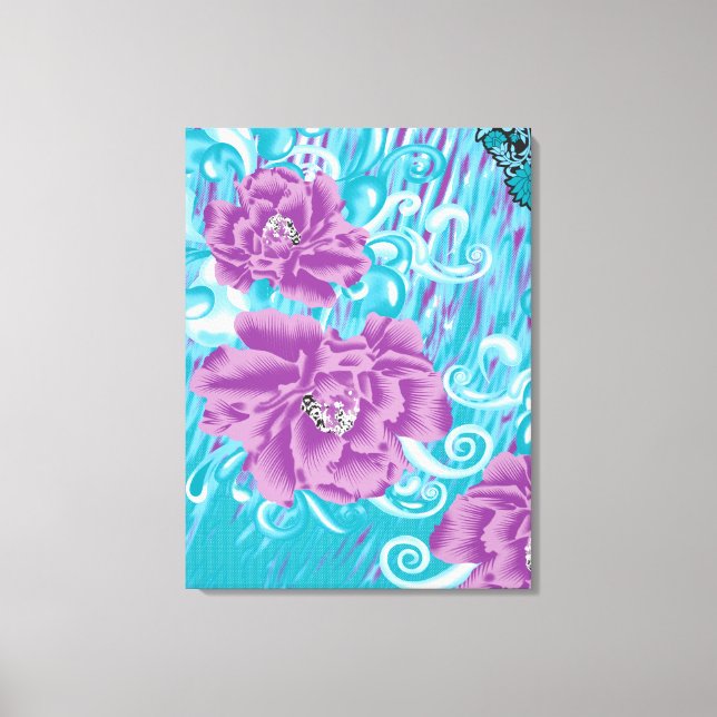 Toile Un design textile dynamique avec violet et turq (Recto)