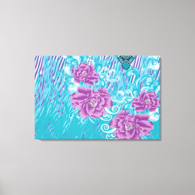 Toile Un design textile dynamique avec violet et turq (Recto)