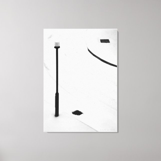 Toile Un, deux, trois - Neige! art noir et blanc (Recto)