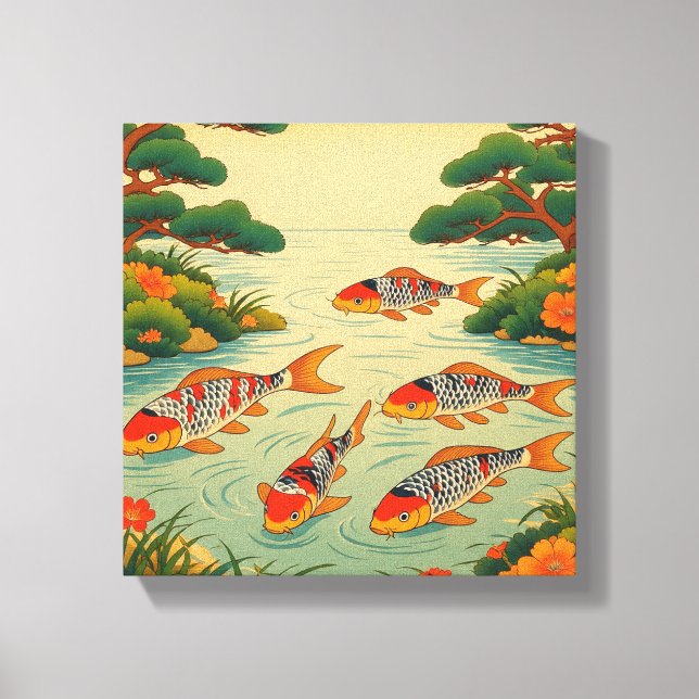 Toile Un étang vibrant Ukiyo-e (Recto)