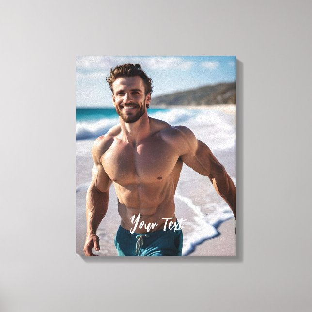 Toile Un homme beau sur une plage (Recto)