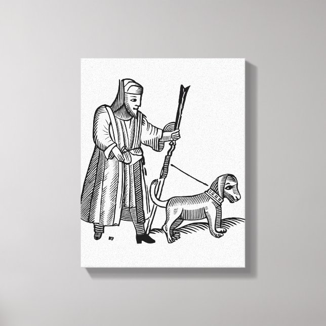 Toile Un homme marche son chien (Recto)