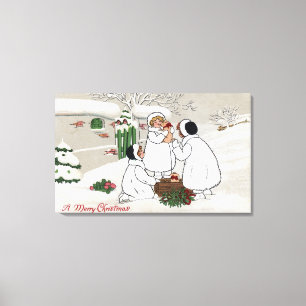 Toile Un joyeux ChristmasPeople tenant des porcelets