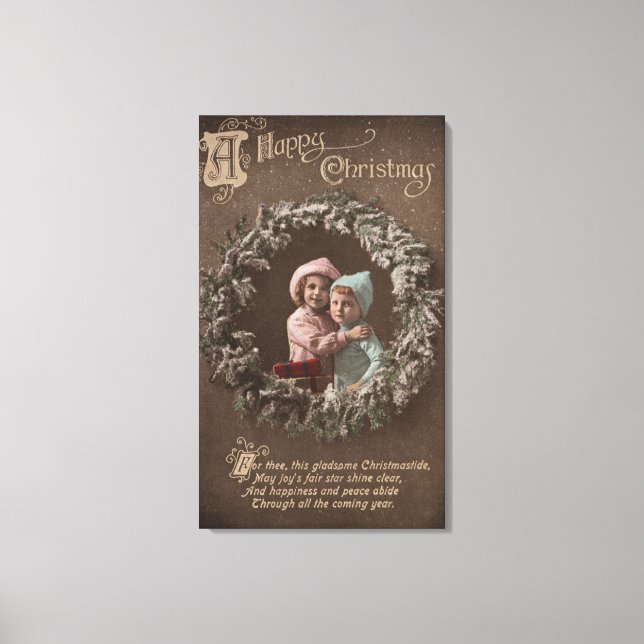 Toile Un joyeux NoëlLes petits enfants qui s'accrochent (Recto)