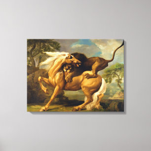 Toile Un lion attaquant un cheval, vers 1762 (huile sur