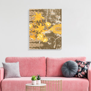 Toile Un motif floral et foliaire orné sur un dos brun