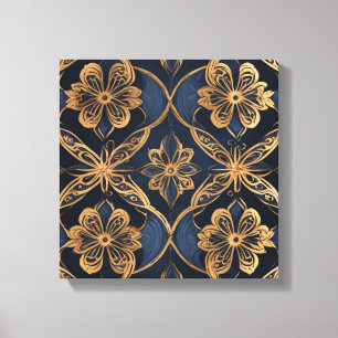 Toile un motif or et bleu