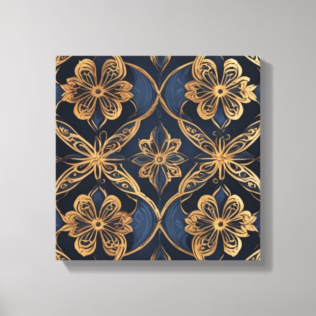 Toile un motif or et bleu (Recto)