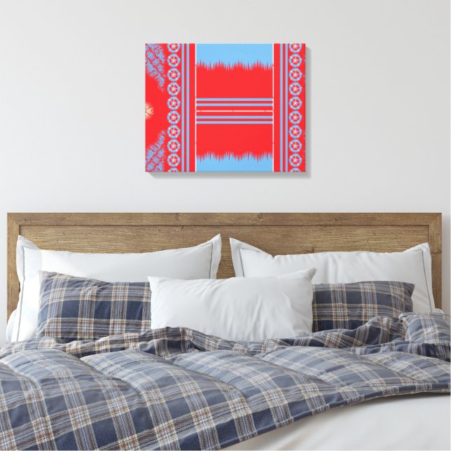 Toile Un motif saisissant de rouge et bleu, cadre élégan (Insitu(Chambre))