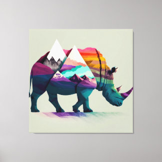 Toile Un mur de Rhino mêlé à la nature.