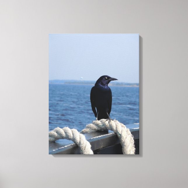 Toile Un oiseau noir sur le ferry (Recto)