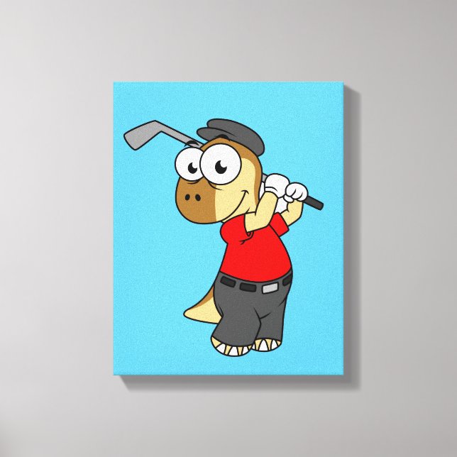 Toile Un Pachycéphalosaure Dinosaure Jouer Golf. (Recto)