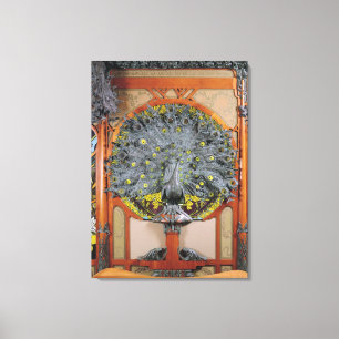 Toile Un paon du panneau central d'une peinture murale