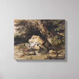 Toile Un paysage accidenté avec des figures approchant