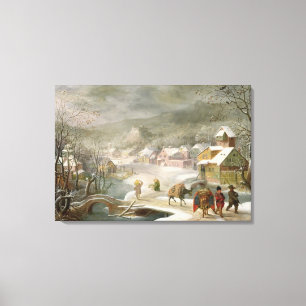 Toile Un paysage d'hiver avec des voyageurs sur un