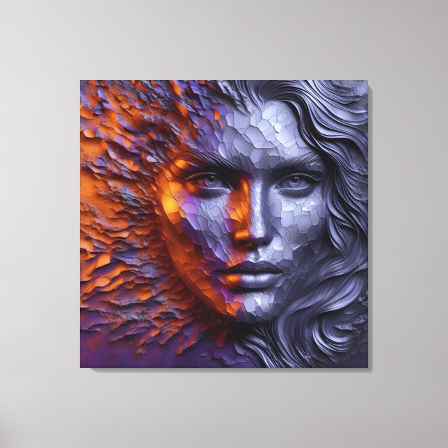 Toile Un portrait Abstrait du visage de la femme - 3D Em (Recto)