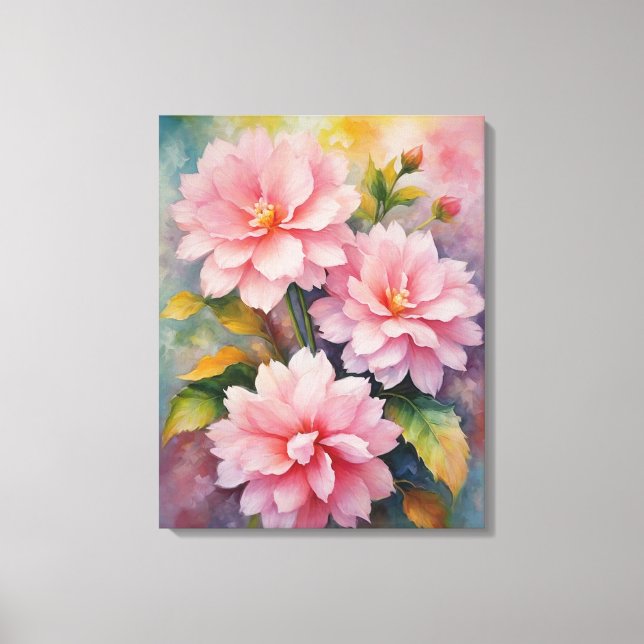 Toile un tableau de fleurs roses pleine couleur (Recto)