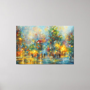 Toile un tableau de personnes marchant dans un parc