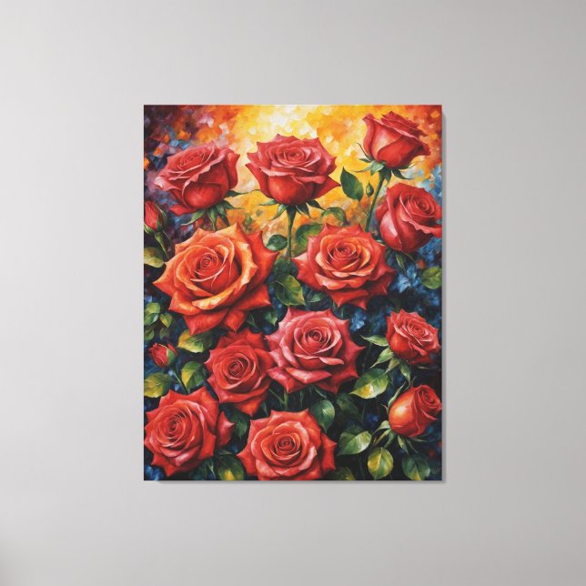 Toile un tableau de roses rouges (Recto)