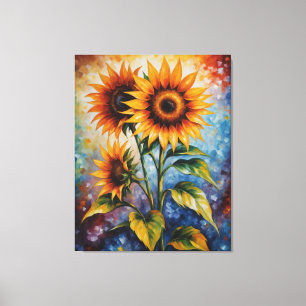 Toile un tableau de tournesols sur un arrière - plan col