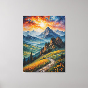 Toile un tableau d'un paysage de montagne