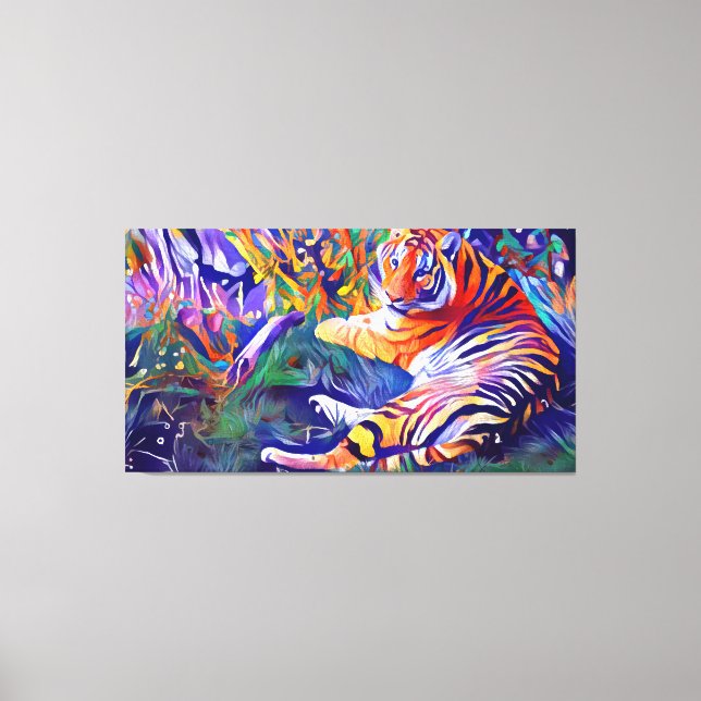 Toile un tableau d'un tigre dans la jungle, art numériqu (Recto)