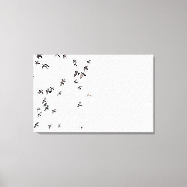 Toile Un troupeau d'oiseaux vole vers le ciel (Recto)