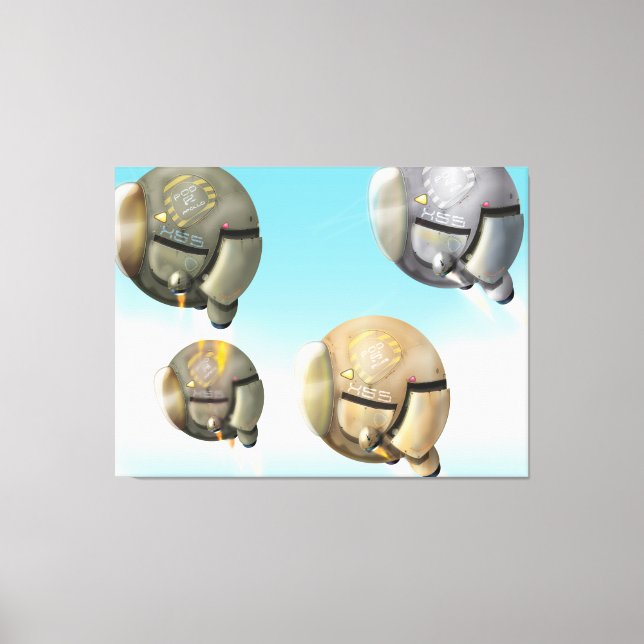 Toile Un vaisseau spatial qui traverse une planète (Recto)