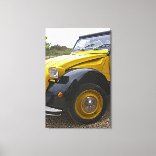 Toile Un vieux Citroen noir et jaune 2CV 2 CV,