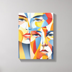 Toile Un visage humain abstrait vibrant