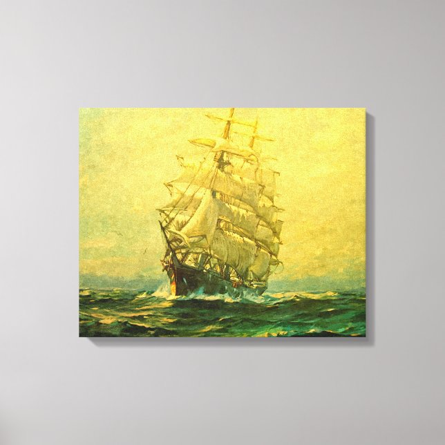 Toile Un voilier traverse l'Atlantique (Recto)