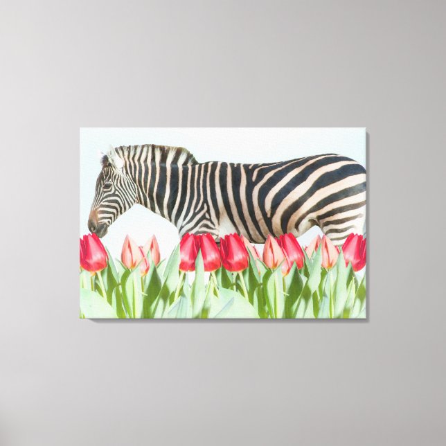Toile Un zèbre parmi les tulipes (Recto)