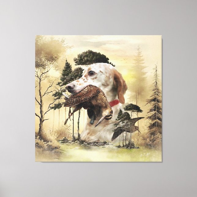 Toile Une bécasse avec le setter anglais (Recto)