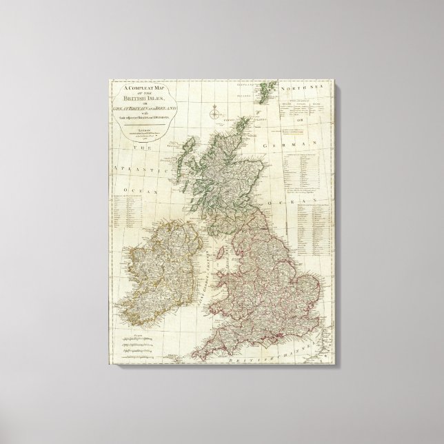 Toile Une carte complète des îles britanniques (Recto)